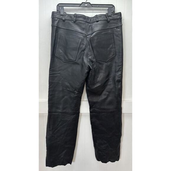 USA Bikers Over Pants Men 36x29 Black Genuine Leather Motorcycle Zipper *Smaller - Picture 2 of 10